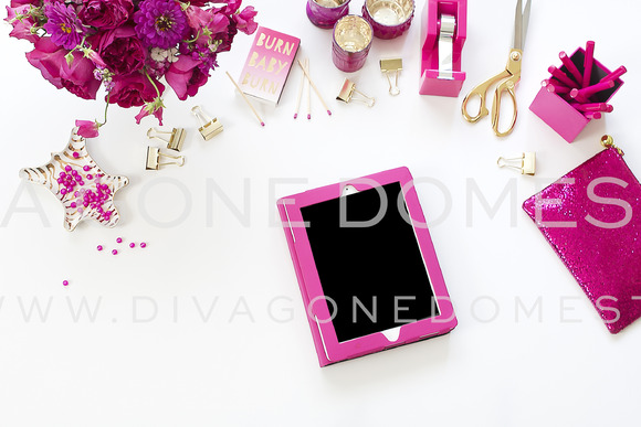 IPad Hot Pink Desktop Stock Photo IPad Hot Pink Desktop Stock Photo