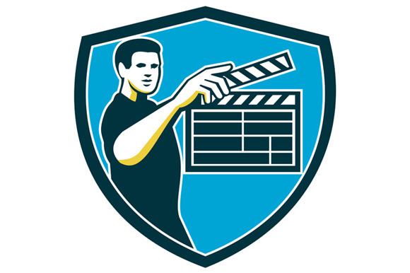 Film Crew Clapperboard Shield Retro Film Crew Clapperboard Shield Retro
