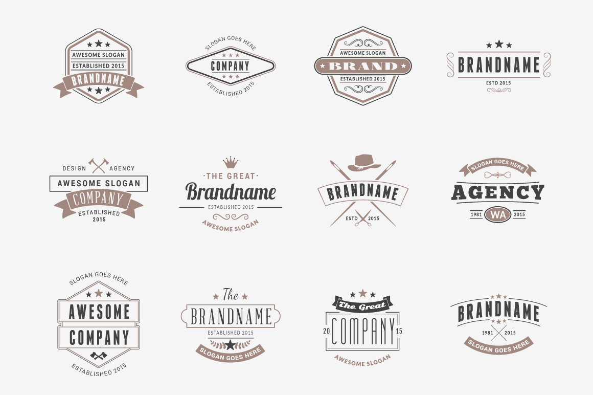 Set of Vintage Badges ~ Logo Templates on Creative Market