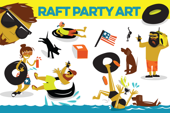 Raft Party Vector Illustrations Raft Party Vector Illustrations
