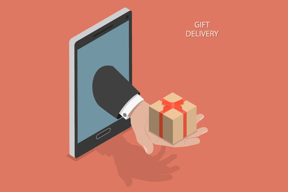Gift Delivery Isometric Concept