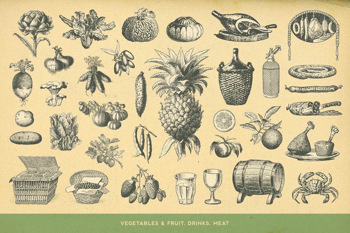100 Vintage Food Illustrations ~ Illustrations on Creative Market
