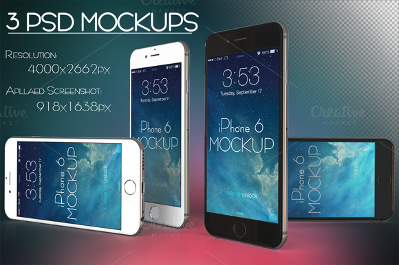 3 PSD MockUPs IPhone 6