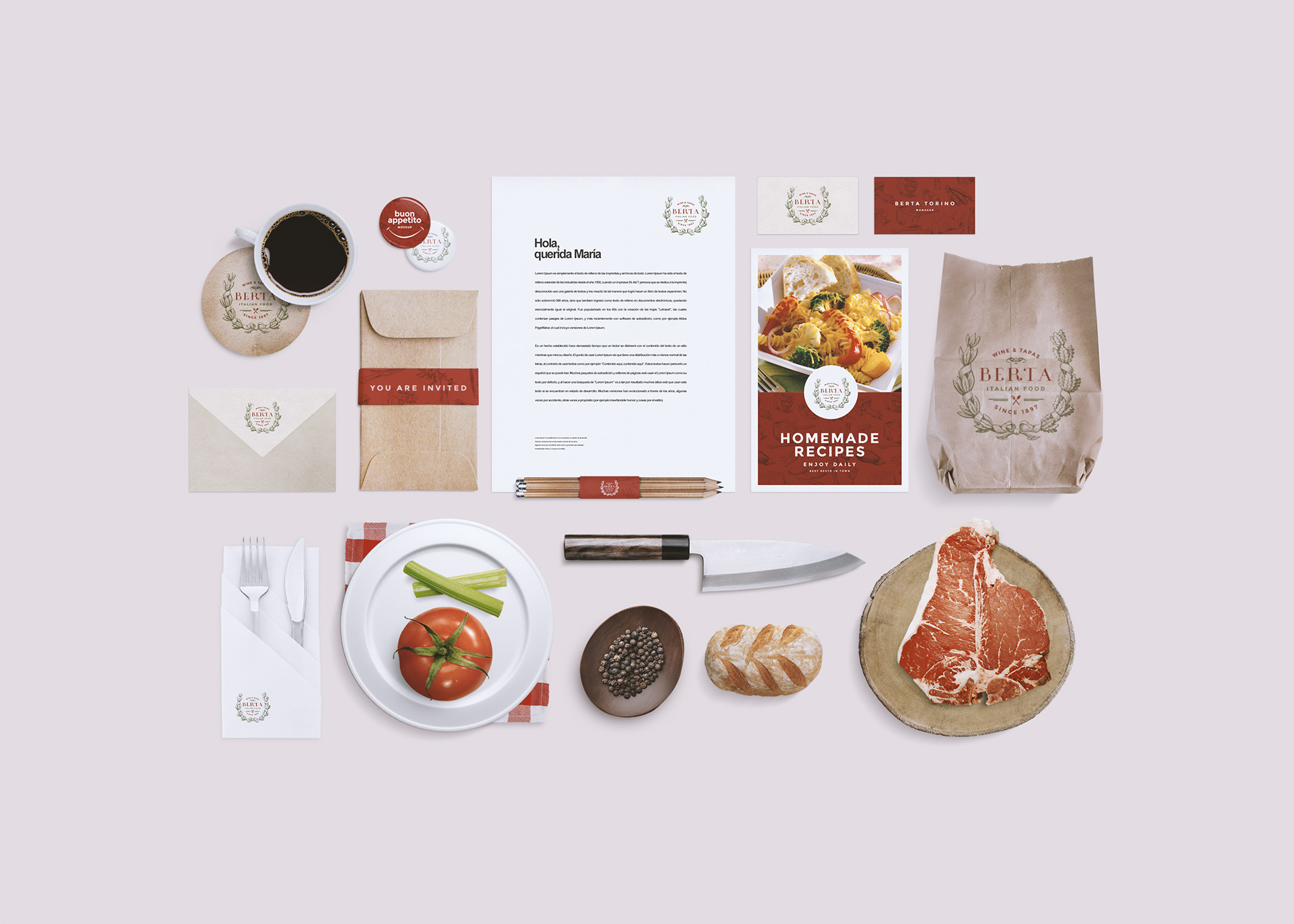 Download Restaurant/Food Identity Mockup ~ Product Mockups on ...