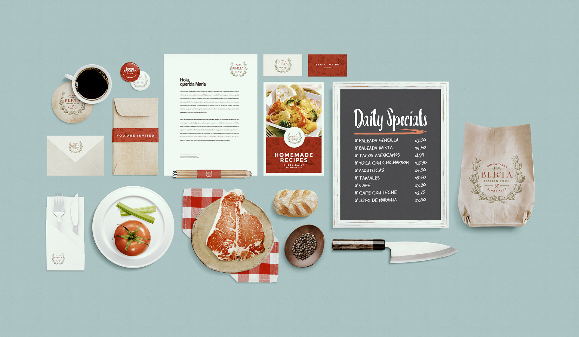 Download Restaurant/Food Identity Mockup ~ Product Mockups on Creative Market