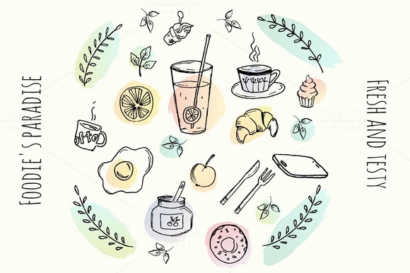 Vector Hand Drawn Food Elements Vector Hand Drawn Food Elements