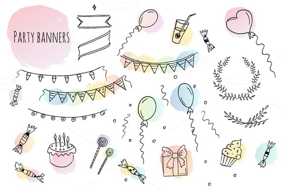 Hand Drawn Party Banners Hand Drawn Party Banners