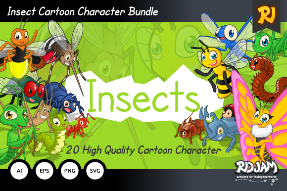 Insect Cartoon Character Bundle