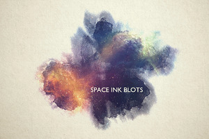 Space Ink Blots Backgrounds Set