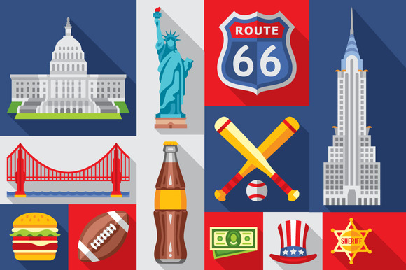 America Flat Icon USA Symbols America Flat Icon USA Symbols