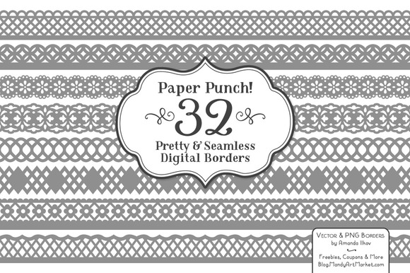 Grey Lace Vector Borders Clipart