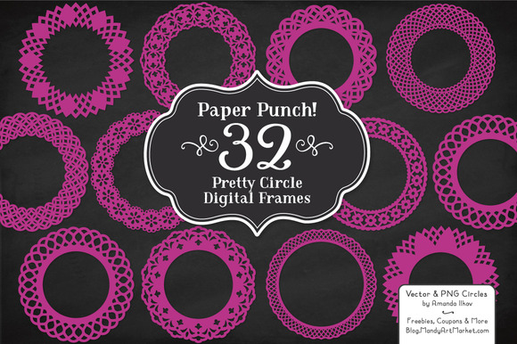 Fuchsia Round Vector Frames Fuchsia Round Vector Frames