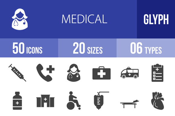 50 Medical Glyph Icons