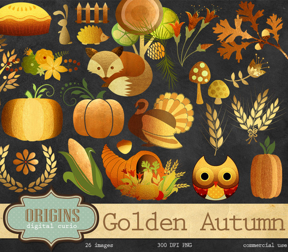 Golden Autumn Woodland Clipart