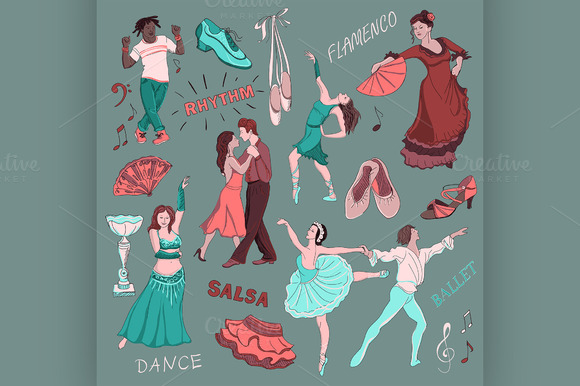 Colored Hand Drawn Dance Collection Colored Hand Drawn Dance Collection
