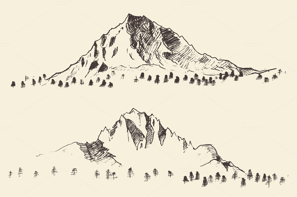 Mountains illustrations, 6 pics ~ Objects on Creative Market