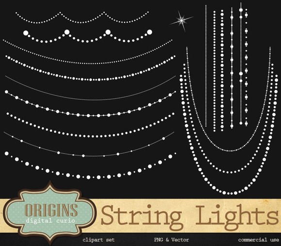 String Lights Beads Vector Clipart