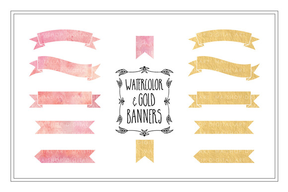 Watercolor Gold Banners