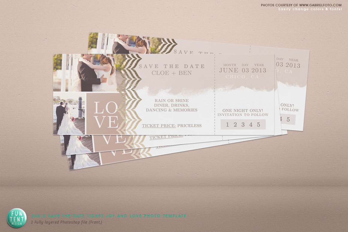 2x5.5 Save the Date Love Ticket psd ~ Business Card ...