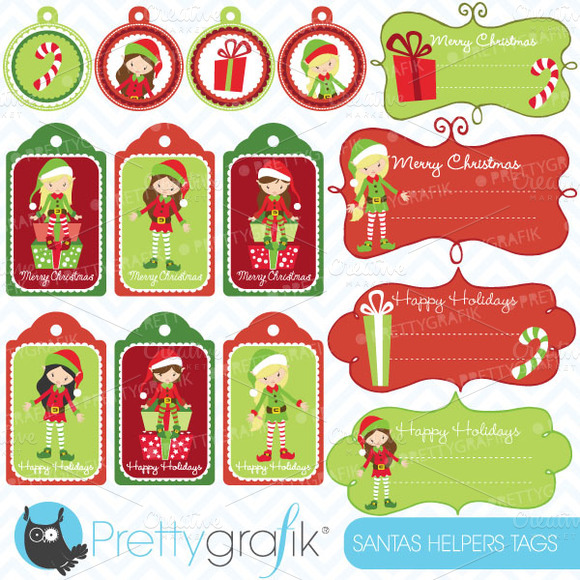 Christmas Tags Label Frames Clipart