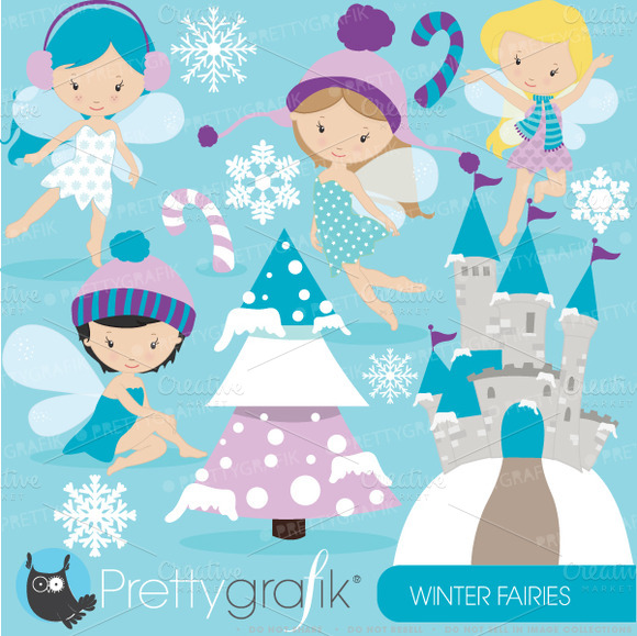 Winter Fairies Clipart Commercial