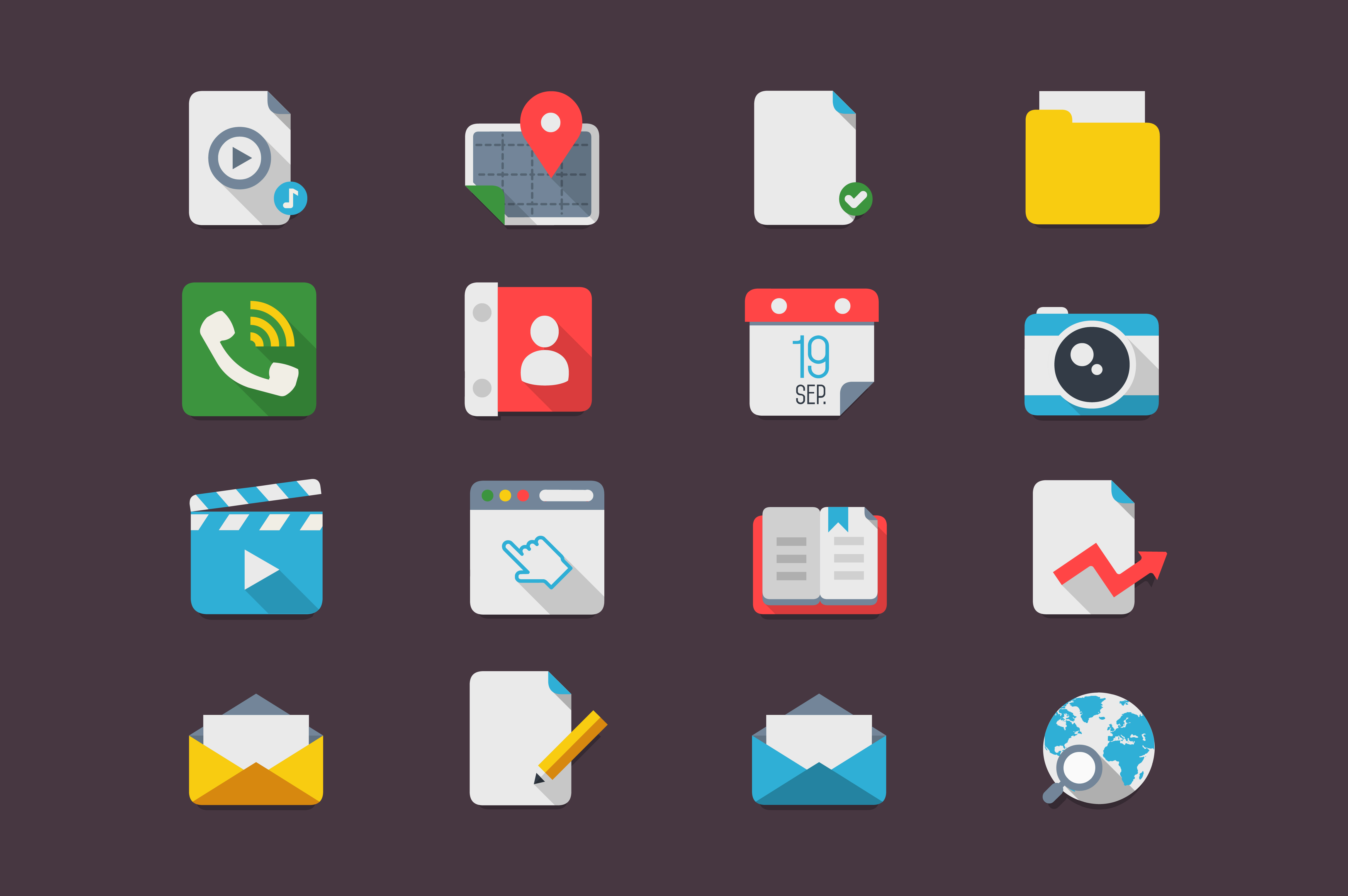 Flat icons, smartphone mock up ~ Icons on Creative Market