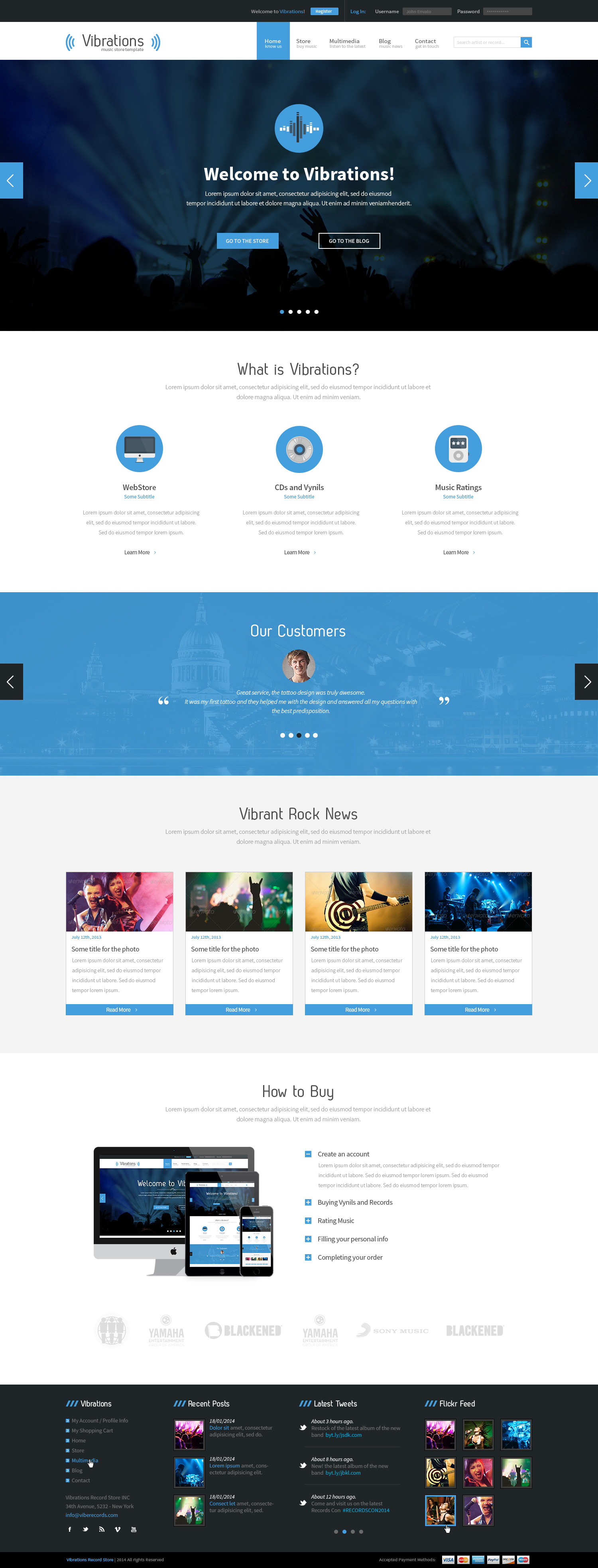 Vibrations Music Store PSD Template ~ Website Templates on Creative Market