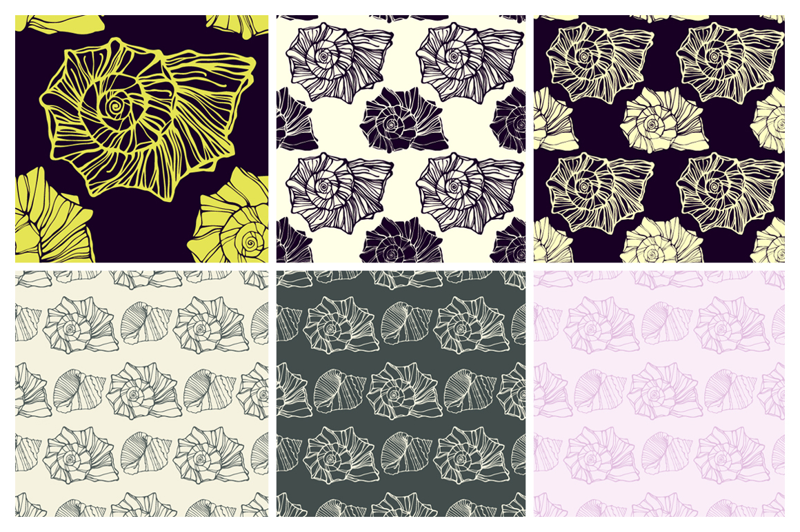 22 Seashells seamless patterns set ~ Patterns on Creative Market