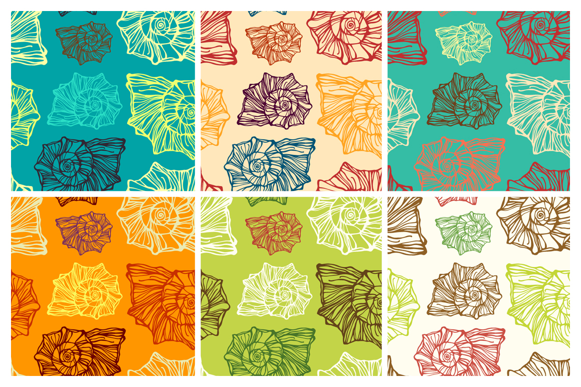 22 Seashells seamless patterns set ~ Patterns on Creative Market