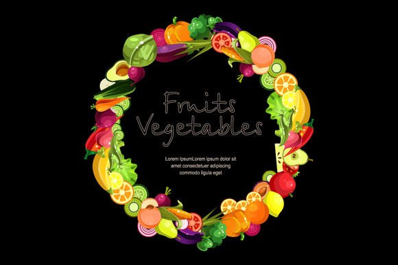Fruits And Vegetables In A Wreath Fruits And Vegetables In A Wreath