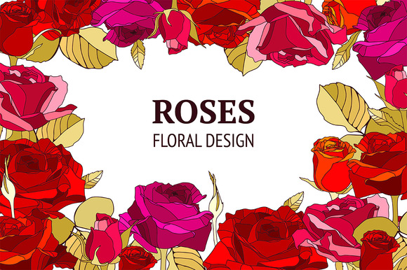 Vector Roses Flower Decor Collection Vector Roses Flower Decor Collection