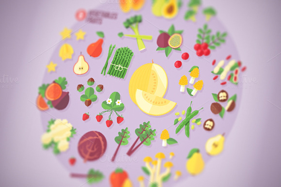 Fruits And Vegetables Icons Set Fruits And Vegetables Icons Set