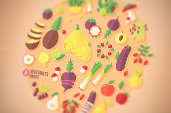 Fruits And Vegetables Icons Set Fruits And Vegetables Icons Set