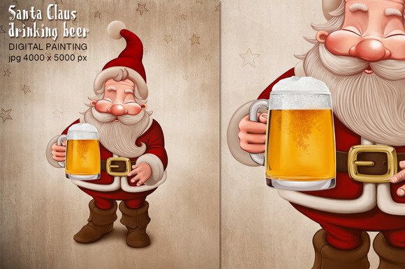 Santa Claus Drinking Beer Santa Claus Drinking Beer