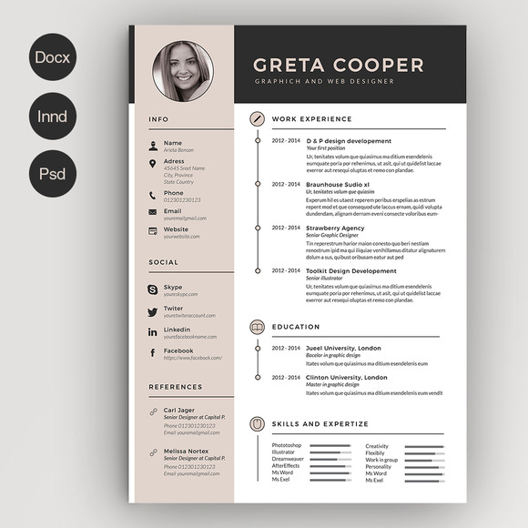 clean cv resume ii resume templates on creative market