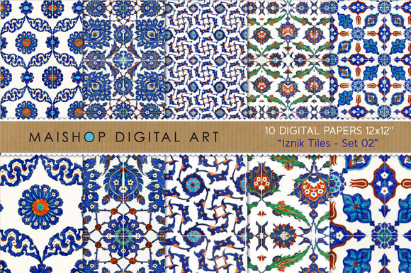 Digital Paper Iznik Tiles Set 02 Digital Paper Iznik Tiles Set 02