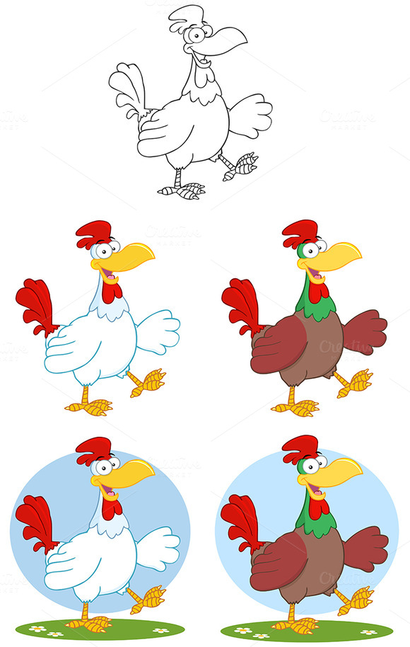 Colorful Rooster Collection Set Colorful Rooster Collection Set