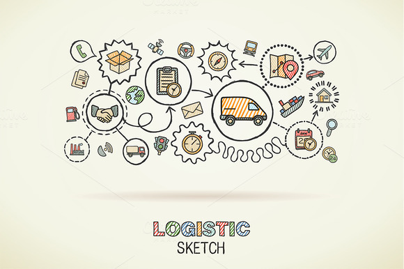 Logistic Hand Draw Integrated Icons