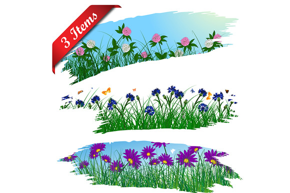 Set Of 3 Frames With Flower Meadow Set Of 3 Frames With Flower Meadow