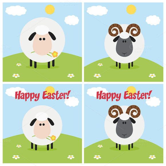 Flat Design Ram And Sheep Collection Flat Design Ram And Sheep Collection