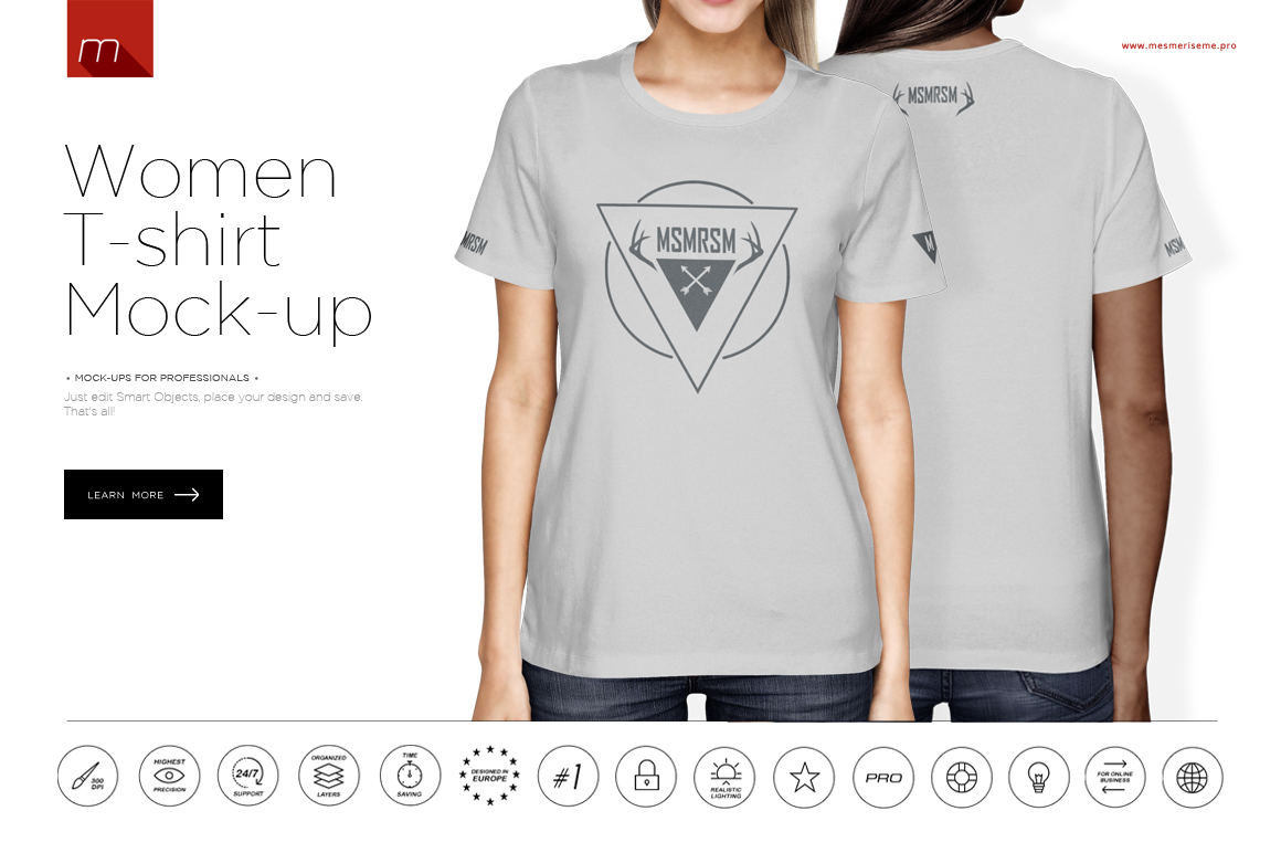 Download Women Crew Neck T-Shirt Mock-up ~ Product Mockups on ...