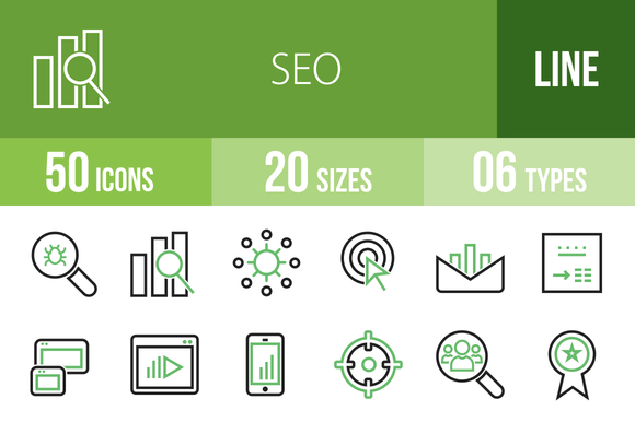50 SEO Line Green Black Icons 50 SEO Line Green Black Icons