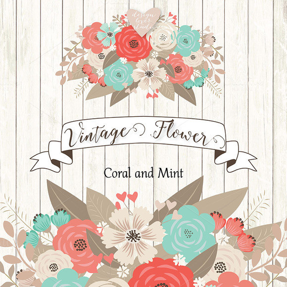Vector Coral Mint Flowers Vector Coral Mint Flowers