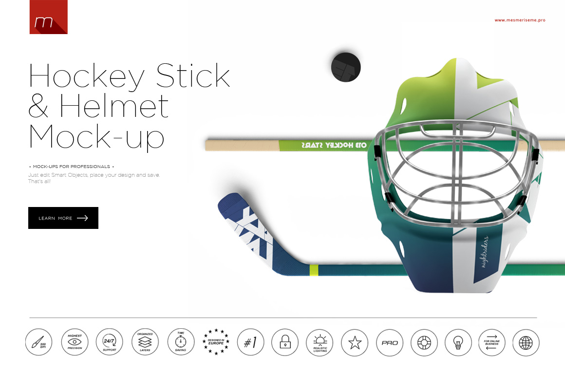 Download Hockey Stick & Puck & Helmet Mock-up ~ Product Mockups on Creative Market