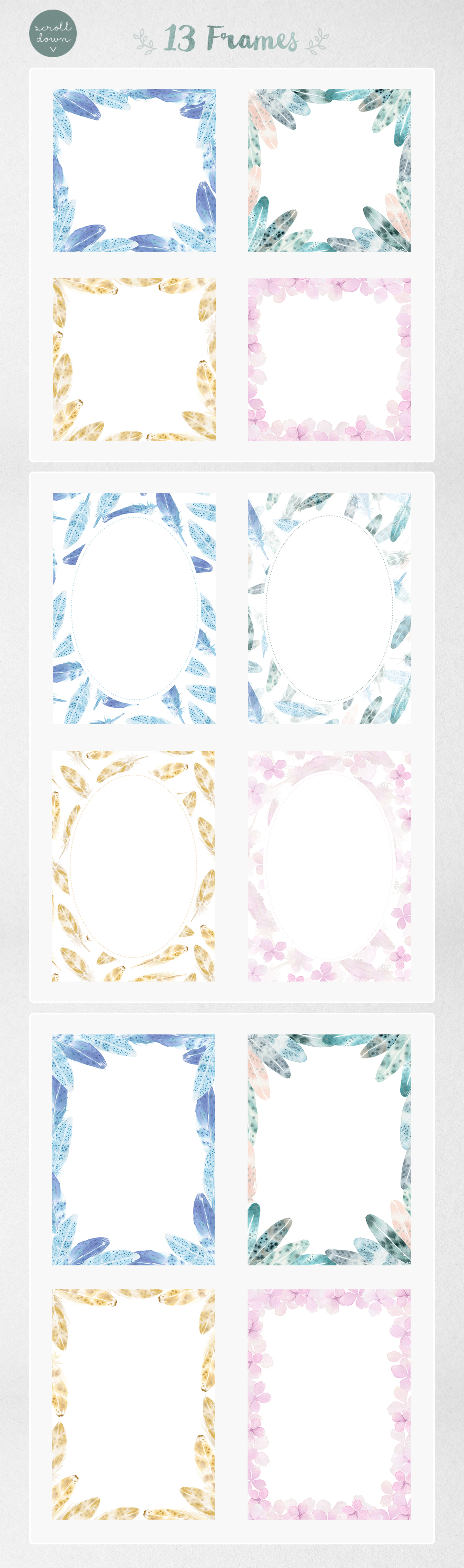 Watercolor Feathers: Patterns+Frames ~ Patterns on Creative Market