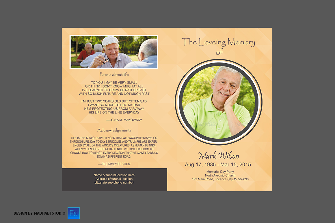 Funeral Program Bi Fold Template Brochure Templates On Creative Market Bi Fold Wedding Program Template