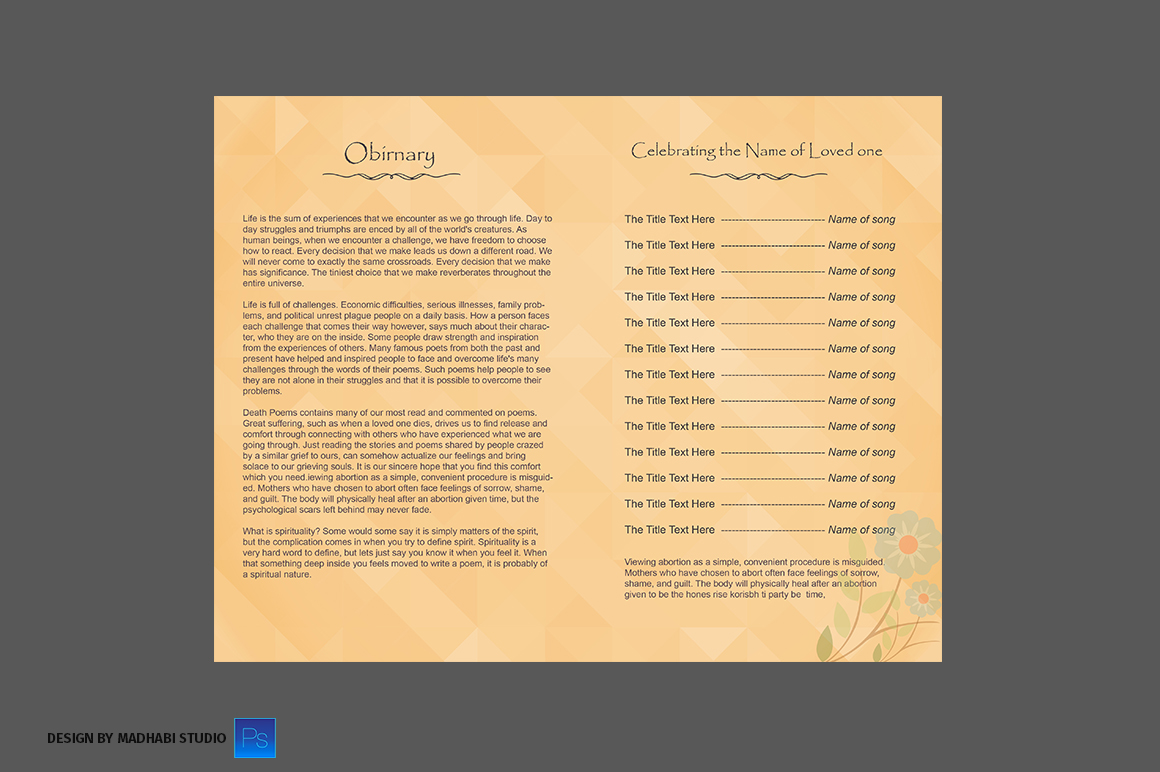 Funeral Program Bi Fold Template Brochure Templates On Creative Market Bi Fold Wedding Program Template