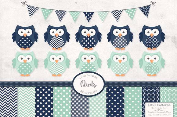 Navy Mint Owl Clipart Navy Mint Owl Clipart