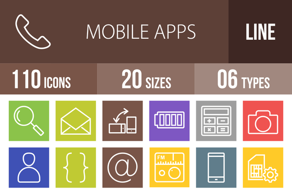110 Mobile Apps Line Multicolor Icon 110 Mobile Apps Line Multicolor Icon
