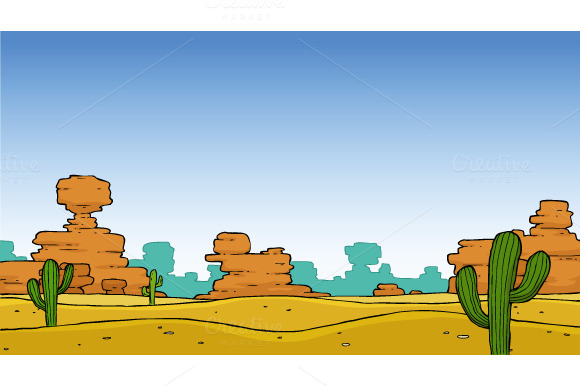 Cartoon desert landscape ~ Illustrations on Creative Market